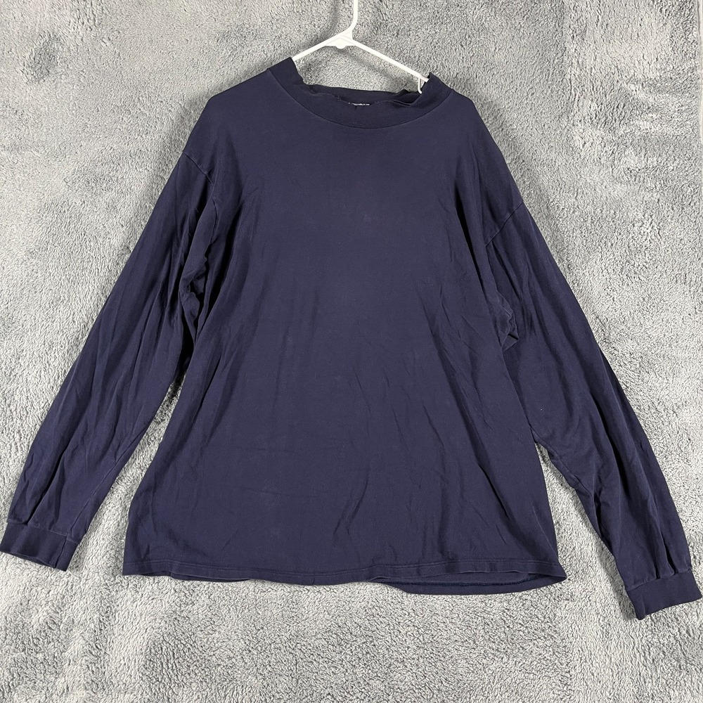 Vintage Jockey T-Shirt Mens XL Navy Long Sleeve Relaxed Fit Casual Pullover Tee